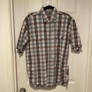 Mens Cody James pearl snap button up size Large short sleeve